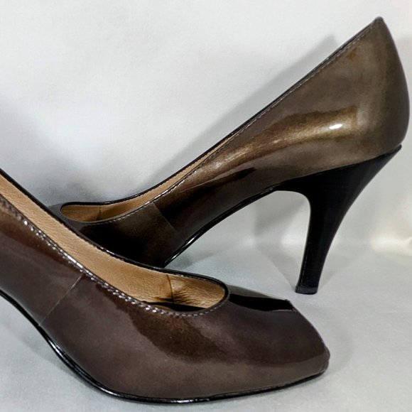 7M Chocolate Brown Peekaboo Pump Heels, Nordstrom BP - Picture 2 of 8